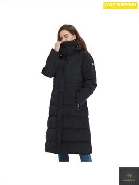 Women's Thickened Warm Insulated Vegan Down Long Parka Jacket with Hood